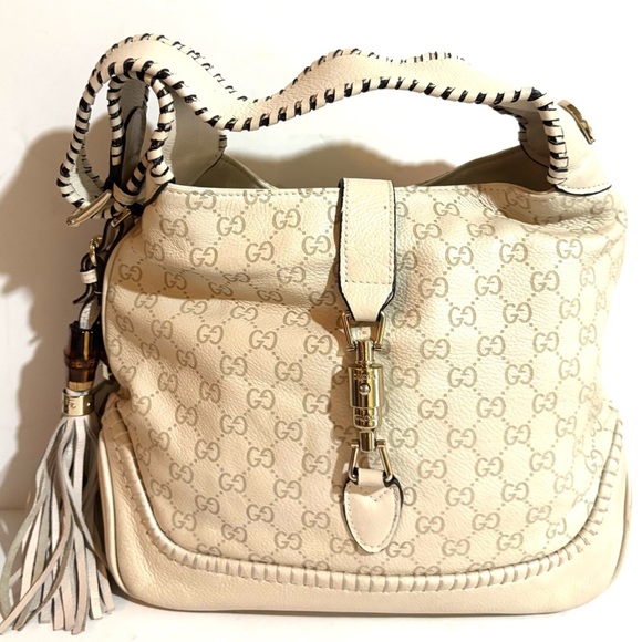 Gucci Beige Hobo Bag with Tassels - Picture 2 of 13